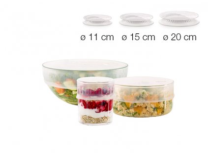 Sada silikonových víček na potraviny a nádobí Lékué Kit Reusable flexible lids | 3ks