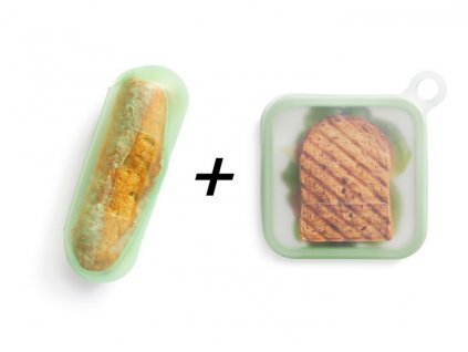 Sada silikonových obalů sandwich Lékué Reusable Sandwich & Baguette | zelený