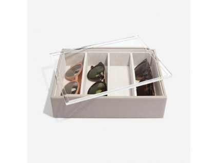 Box na sluneční brýle Stackers Taupe Classic Glasses/Accessory Lid | šedobežová detail