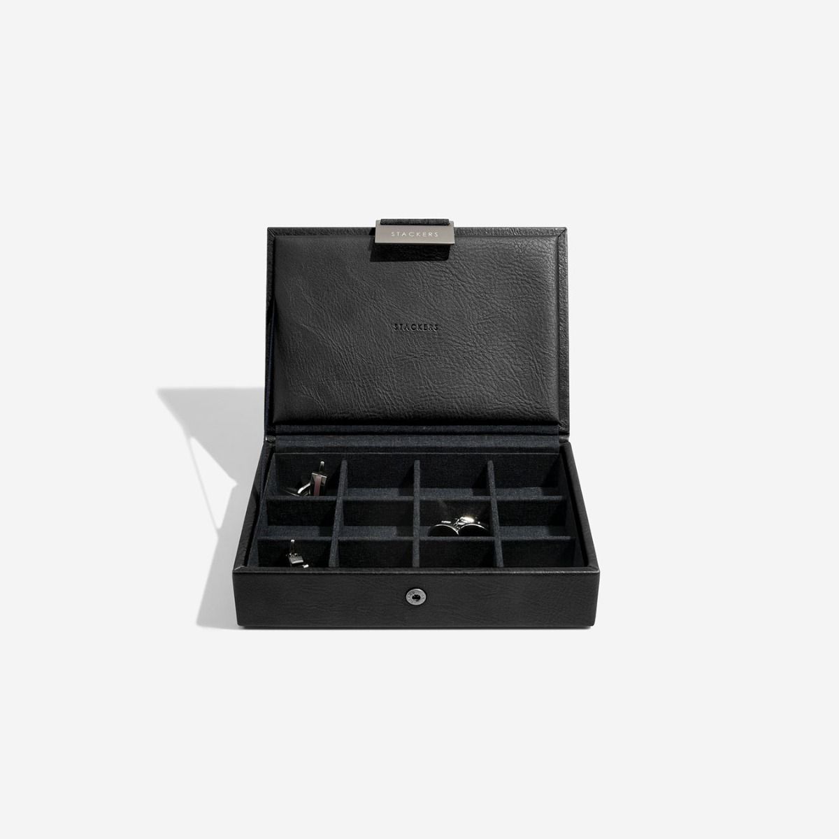 Stackers, Šperkovnice Black Lidded Mini Cufflink Box| Černý