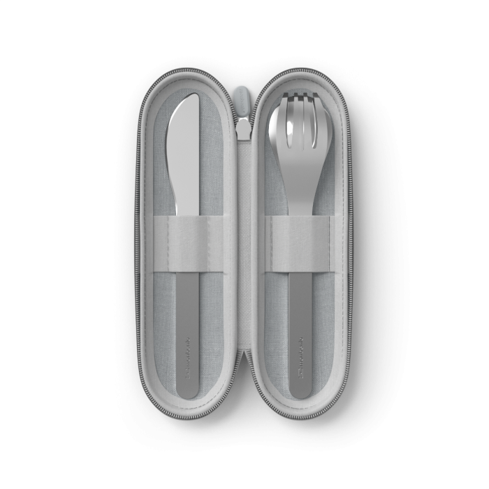 Nerezový příbor MonBento Slim Nest knife trio v pouzdře| šedý
