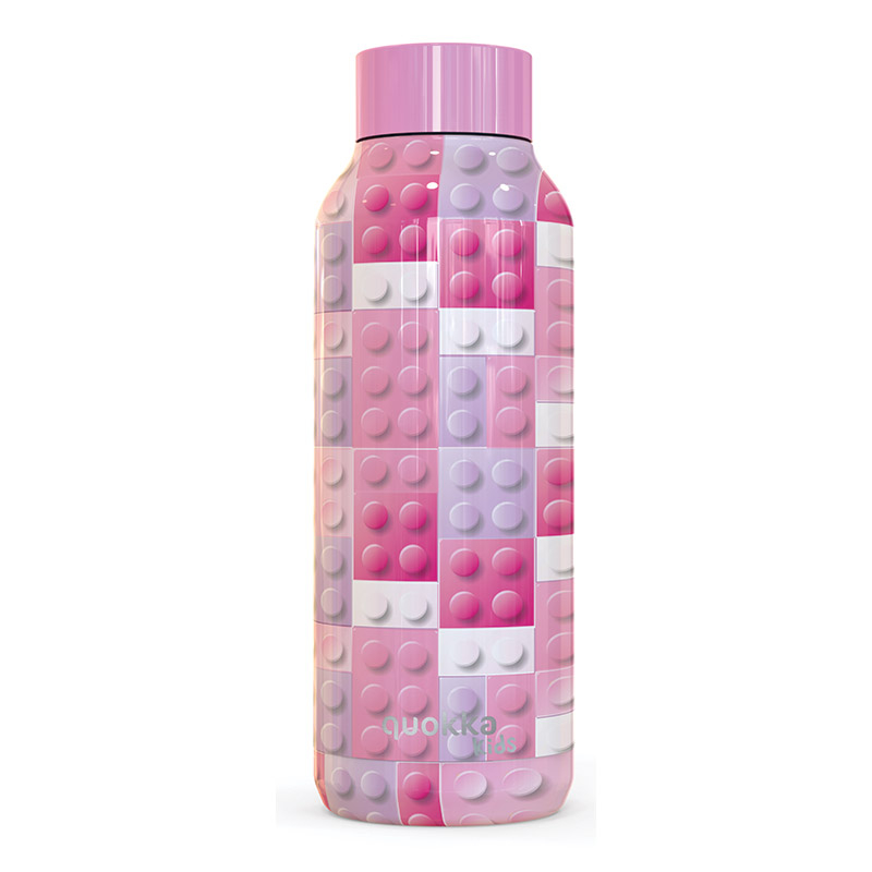 Quokka, Nerezová láhev Solid Kids 510 ml | pink bricks