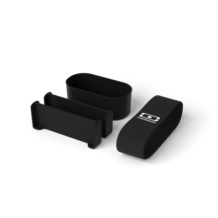 Fotografie Sada přihrádek a elastická páska pro svačinové boxy MonBento Original Onyx Black | černá