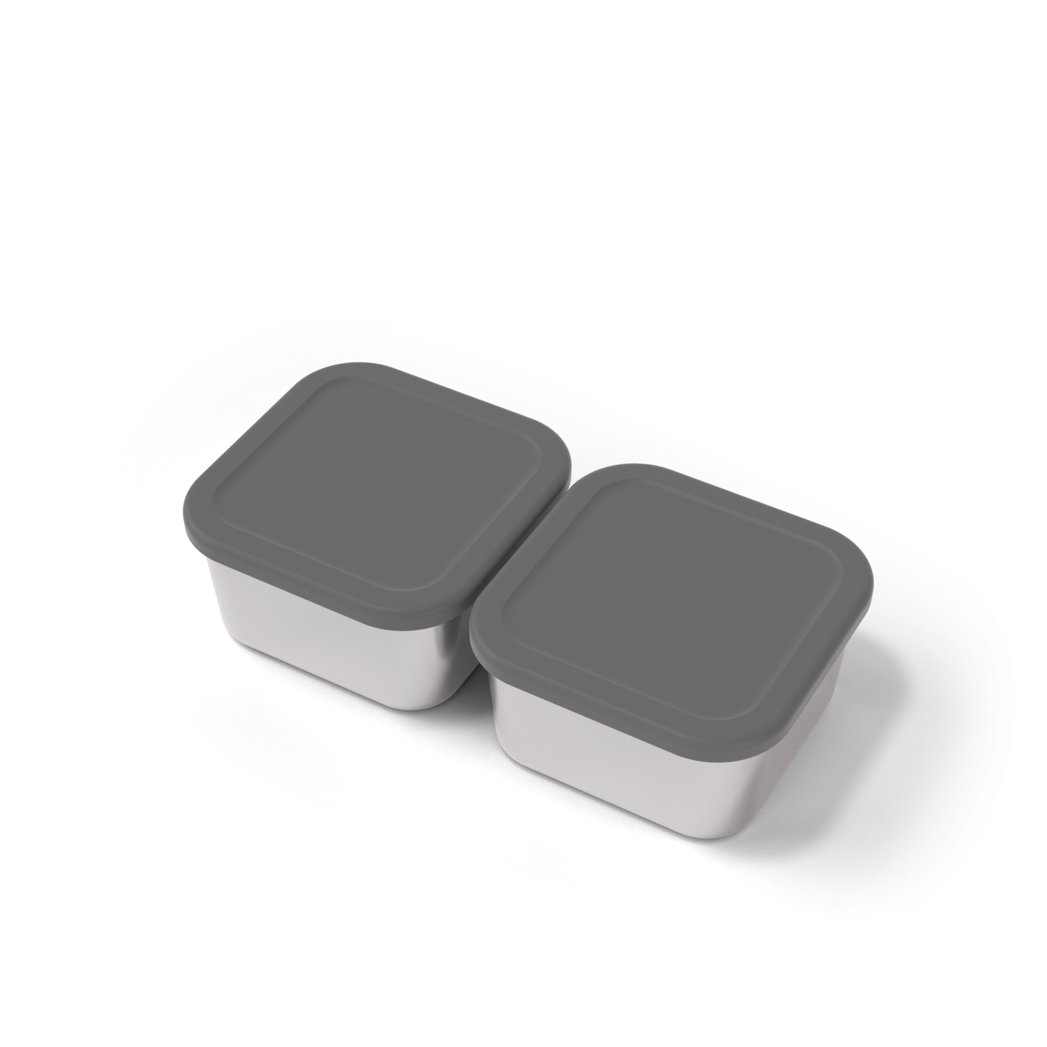 Nerezové svačinové boxy na ohřívání MonBento Side S, 2ks | stříbrná