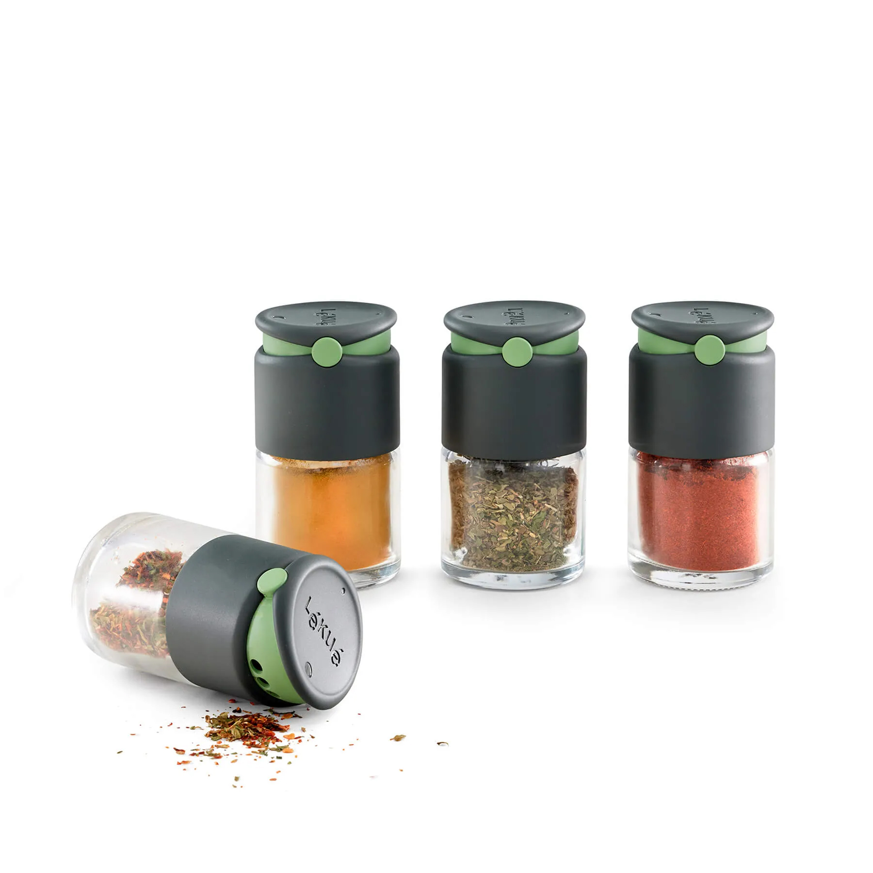 Sada 4 skleněných kořenek Lékué Spice Shakers