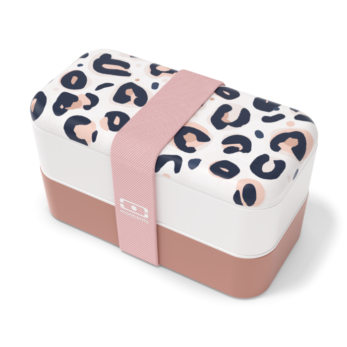 Svačinový bento box MonBento Original pink Leopard | krémová