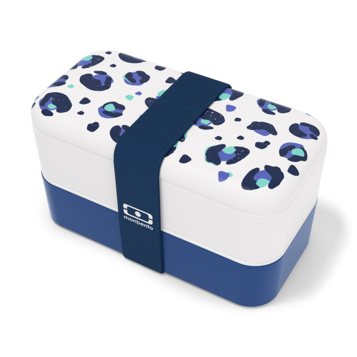 Svačinový bento box MonBento Original Blue Leopard | modrá