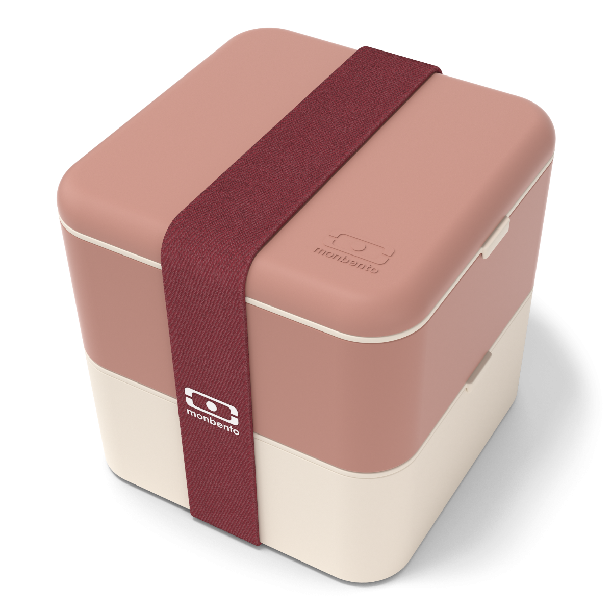 Svačinový bento box MonBento Square pink Moka | krémová, hnědá