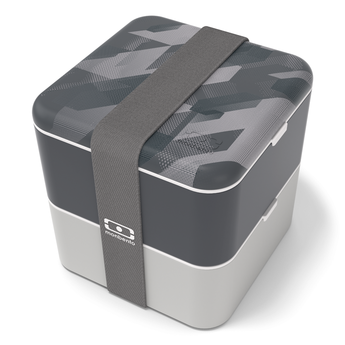 Svačinový bento box MonBento Square graphic Dimensions | šedá