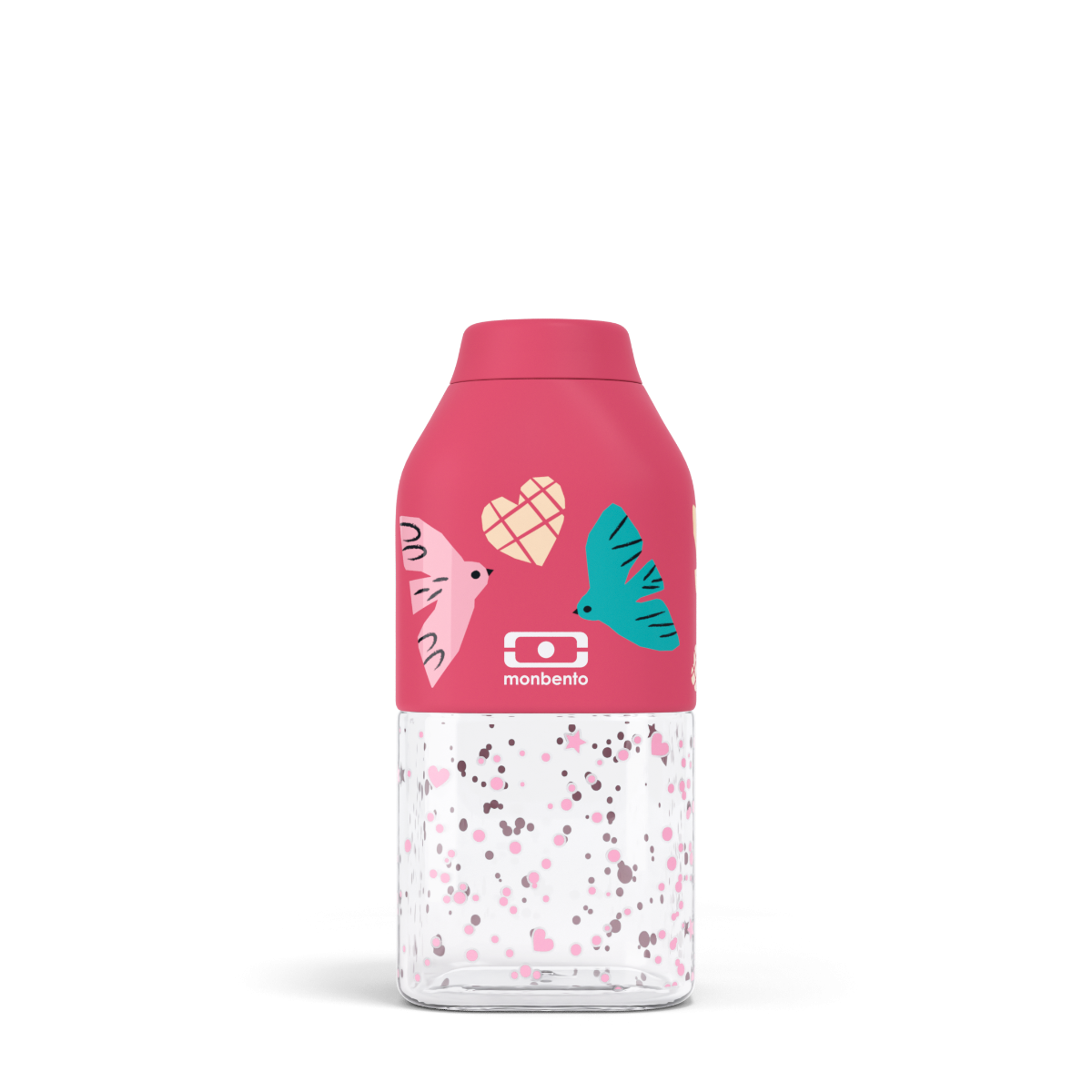 Láhev na vodu MonBento Positive S pink Birds, 330 ml | růžová