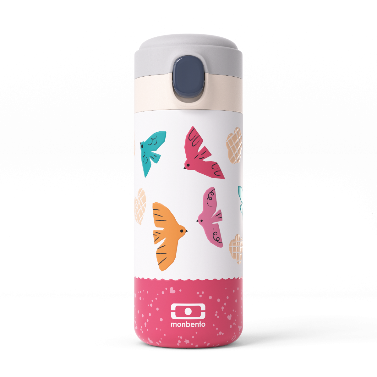 Termohrnek MonBento Pop Birds | bílá, růžová