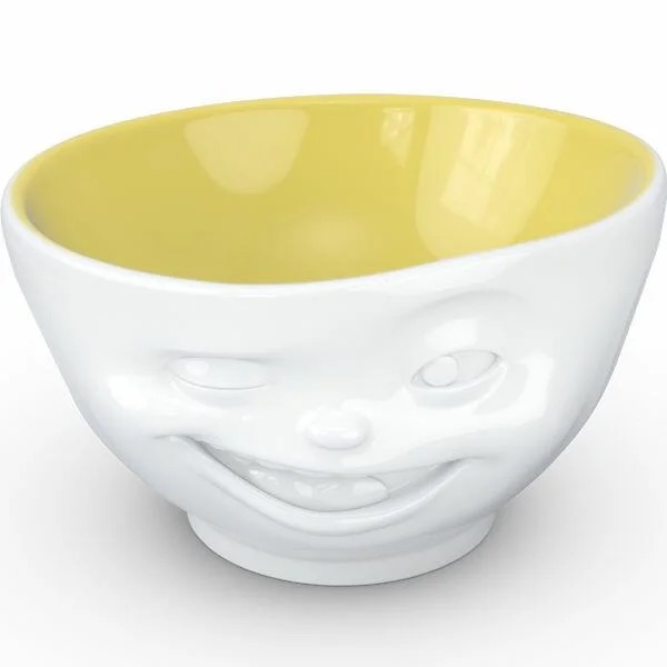 Porcelánová miska Tassen 58products |  bílá/šafrán (žlutá) - mrkající smajlík