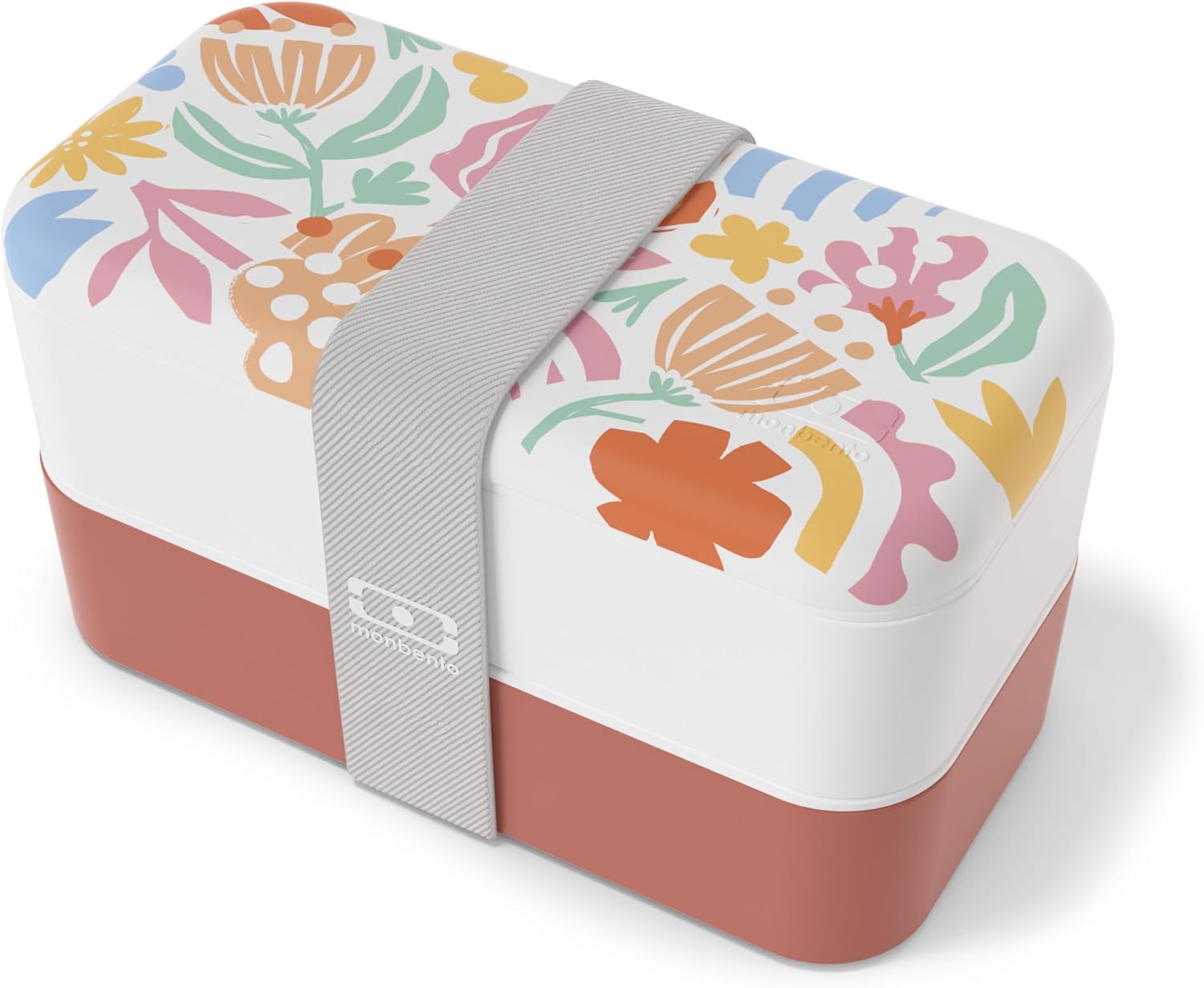 Svačinový bento box MonBento Original grafika Papercut | barevné květy