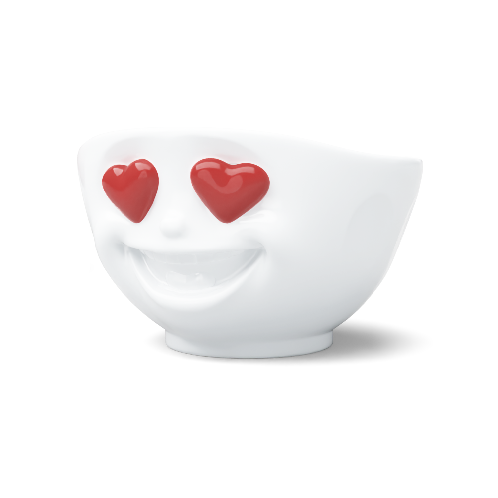 Porcelánová miska Tassen 58products 500 ml Heartful s červenými srdíčky| bílá