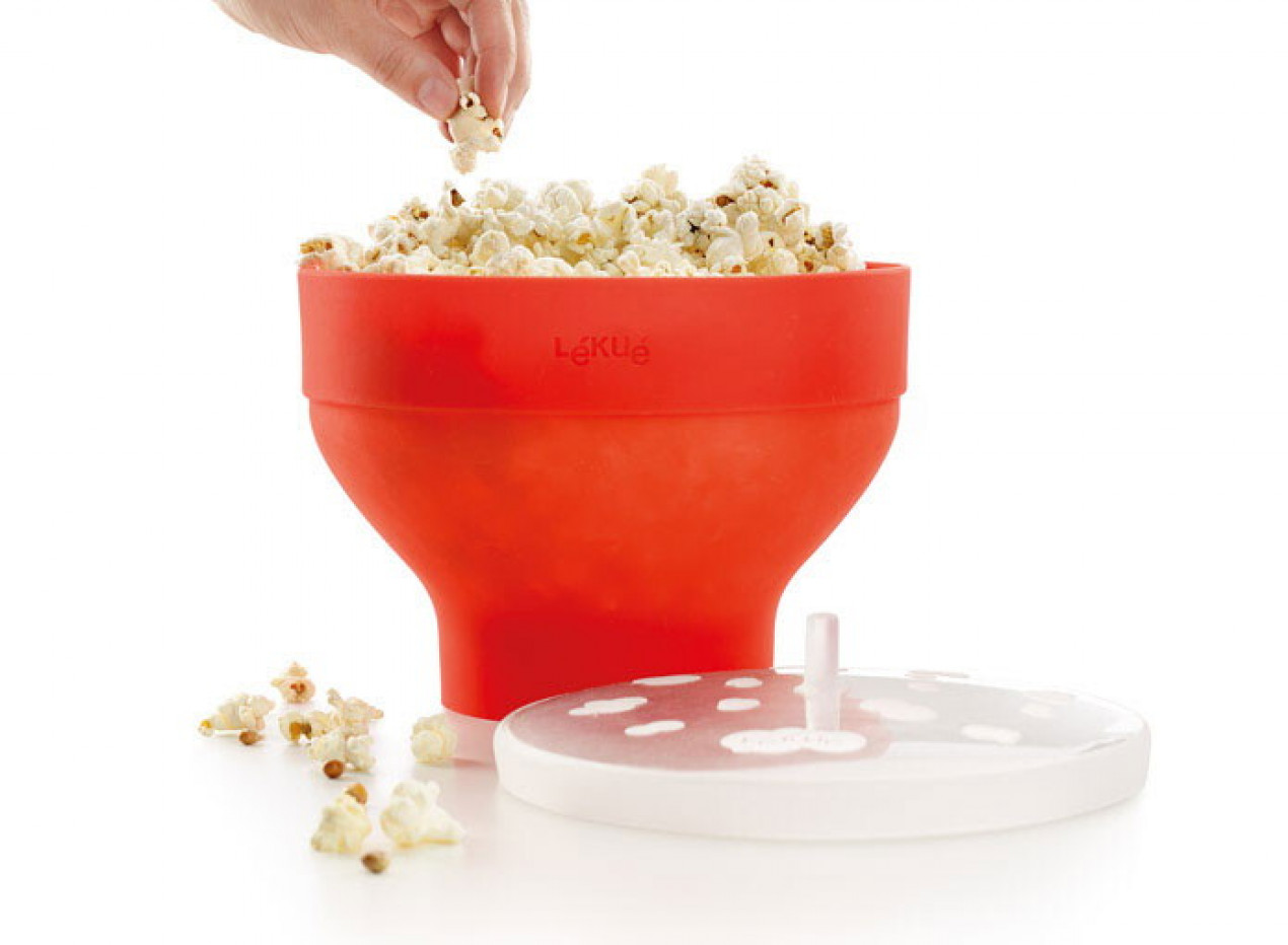 Silikonová nádoba na přípravu Popcornu v mikrovlnce Lekue | červená