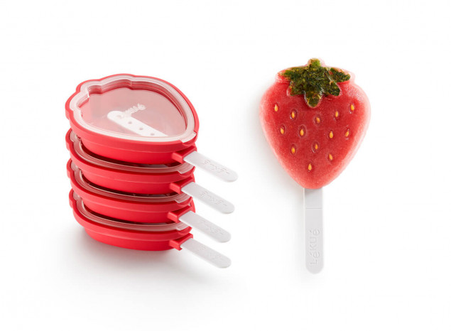 Silikonová forma na nanuky, zmrzlinu Lékué Strawberry popsicles 4ks