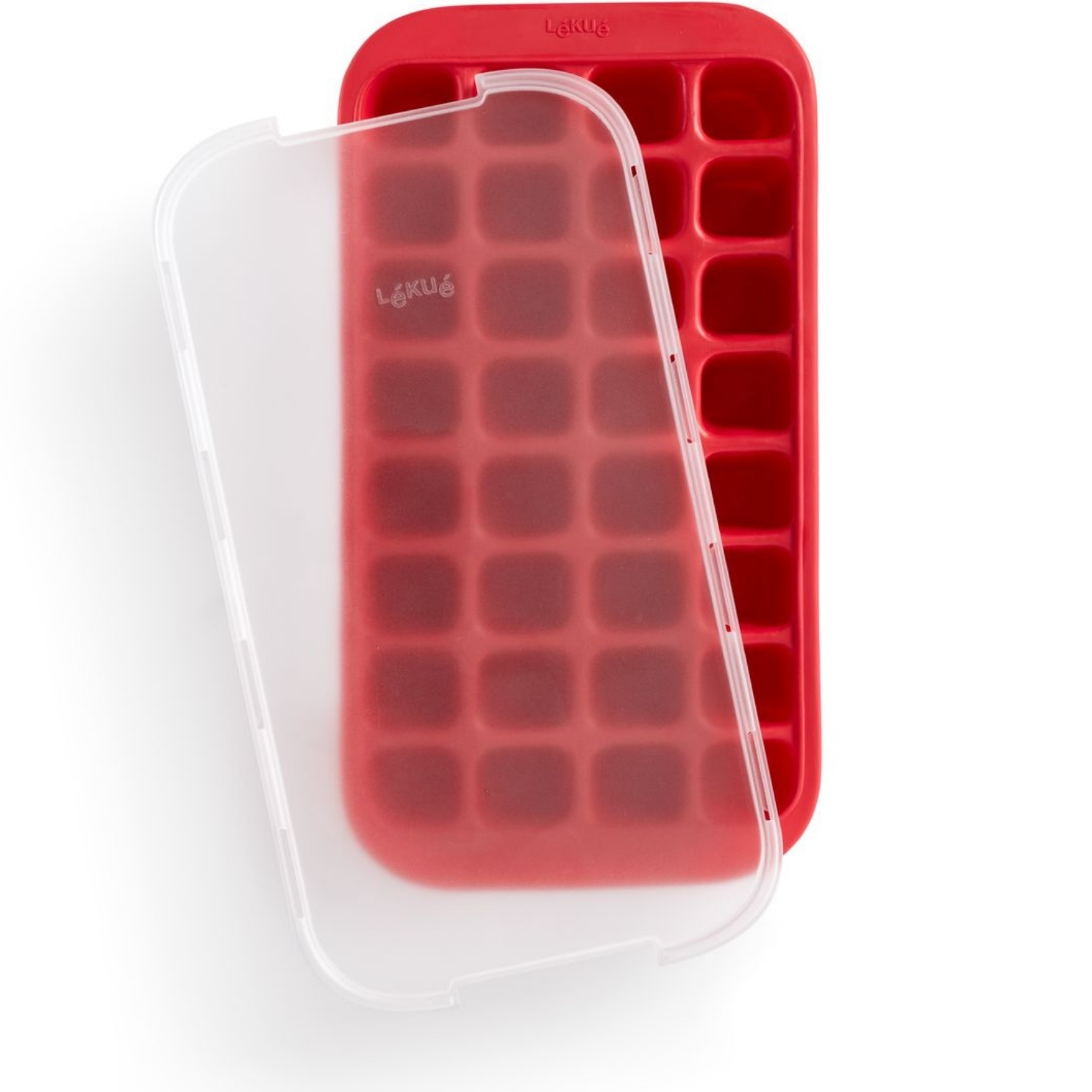 Velká silikonová forma na led, 32 kostek Lékué Industrial Ice Cubes Tray | červená