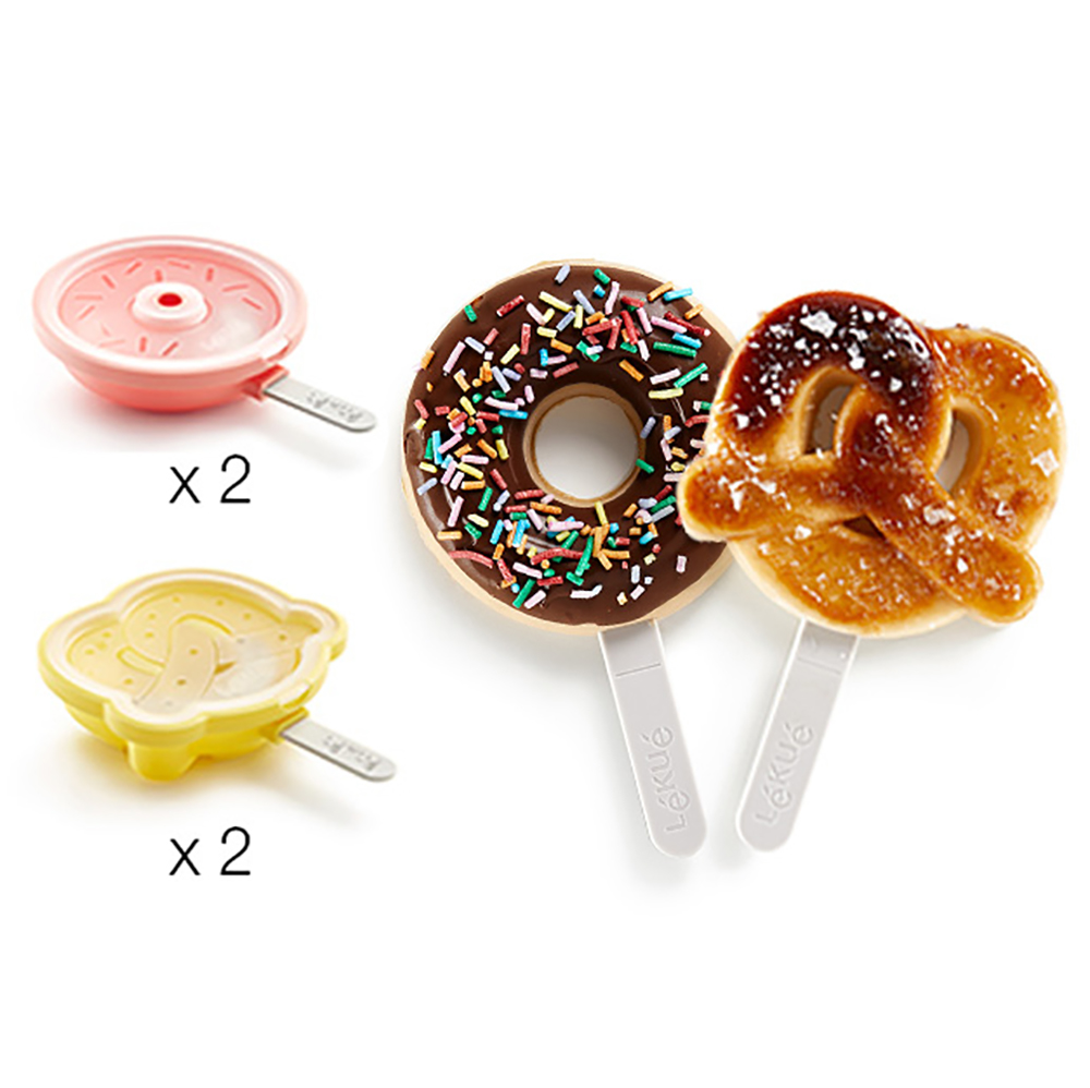 Silikonová forma na nanuky, zmrzlinu Lékué Donut 2ks & Pretzel 2ks