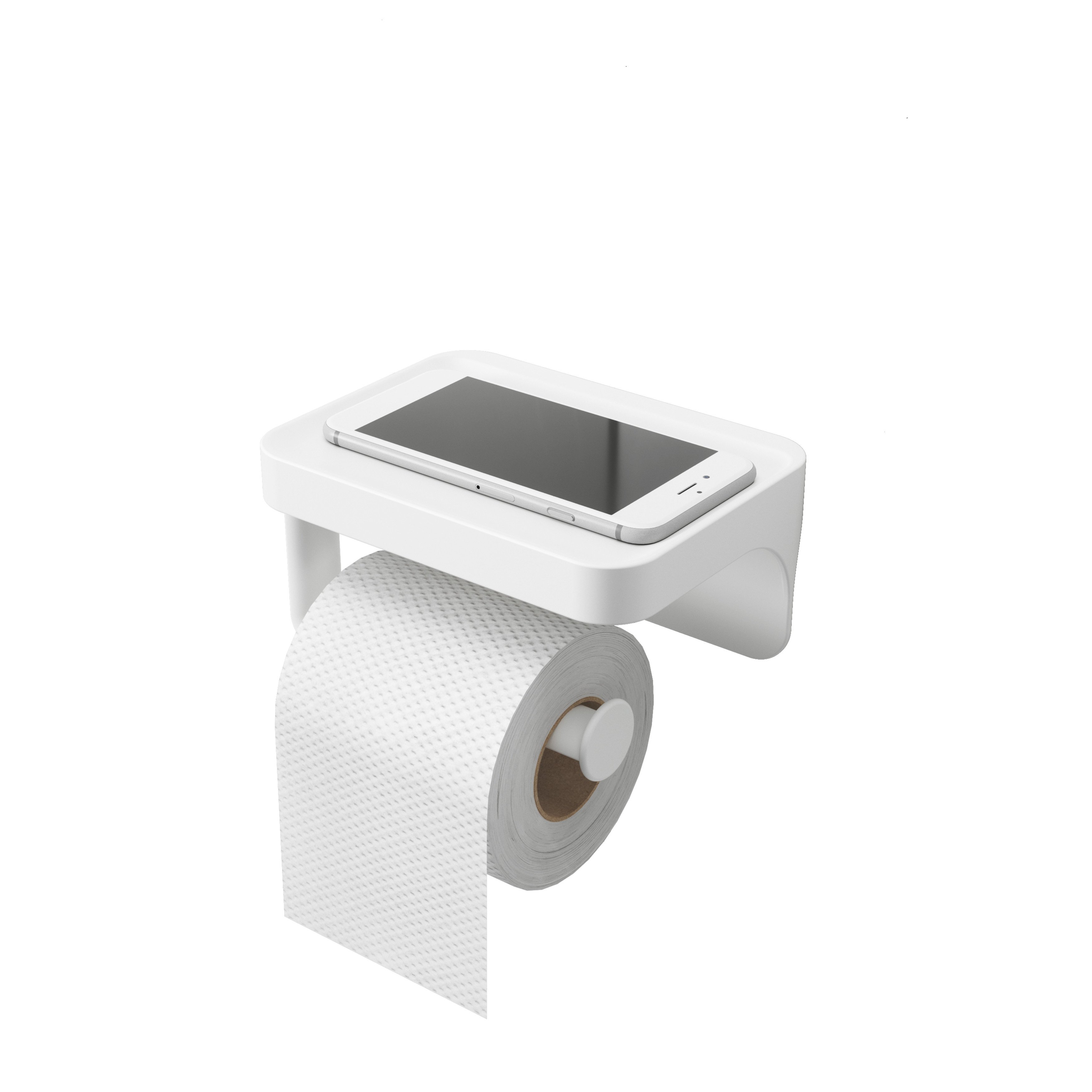 Samodržící držák na toaletní papír s poličkou Umbra Flex Sure-Lock Toilet Paper Holder | bílá