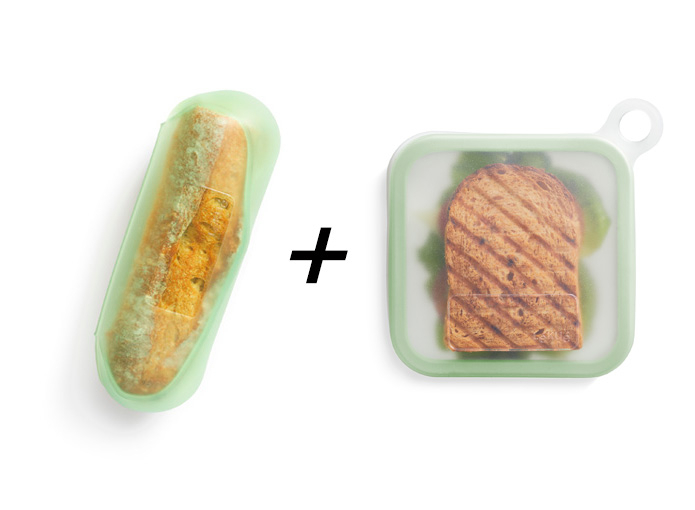 Sada silikonových obalů sandwich Lékué Reusable Sandwich & Baguette | zelený