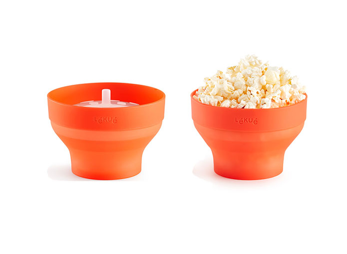 Sada nádob na přípravu Popcornu v mikrovlnce Lékué Pop Corn Mini 2ks | červená