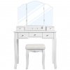 Toaletní stolek se stoličkou 3 zrcadla SONGMICS 80x40x135 cm | bílý