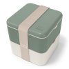 Svačinový box MonBento Square Natural Green | krémová, zelená