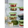 Sada skleněných obdélníkových dóz na potraviny Lékué Rectangular Glass Set | zelená