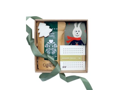 Vianočný darček "Zelený zajo" (Firemné darčeky v darčekovej krabičke)