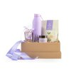 firemny darcek pre zenu s fialovou termoflasou remeselnym bylinkovym cajom sojovou svieckou s vonou levandule a levandulovou solou benefit plus 1