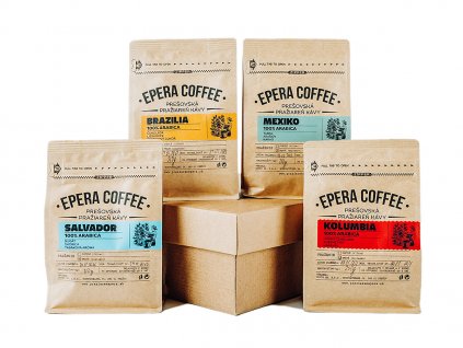 kavovy box s cerstvo prazenou kavou 4 druhy 4x250g