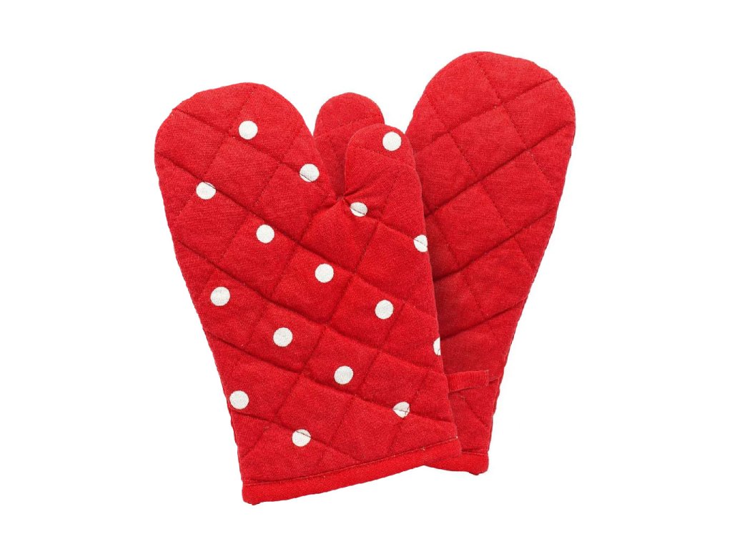 30659 2 kuchynska chnapka cervena s bilymi puntiky