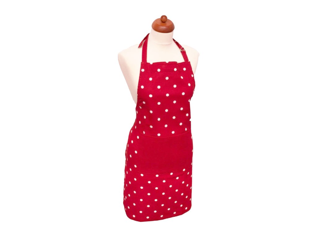 30629 kuchynska zastera cervena s bilymi puntiky