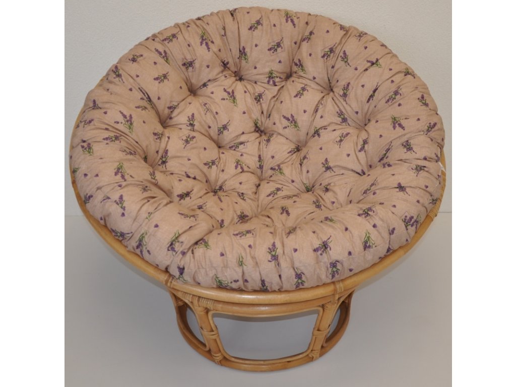 135823 ratanovy papasan 100 cm medovy polstr levandule