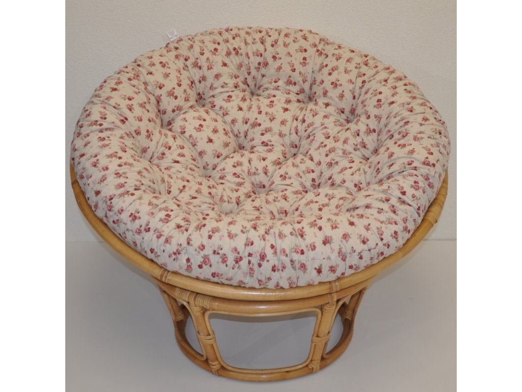 135772 ratanovy papasan 100 cm medovy polstr motiv ruze