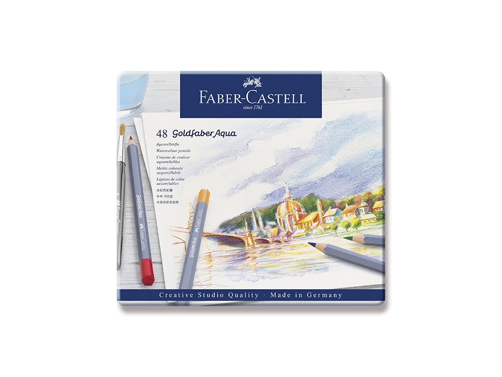 116697 akvarelove pastelky faber castell goldfaber aqua plechova krabicka 48 barev