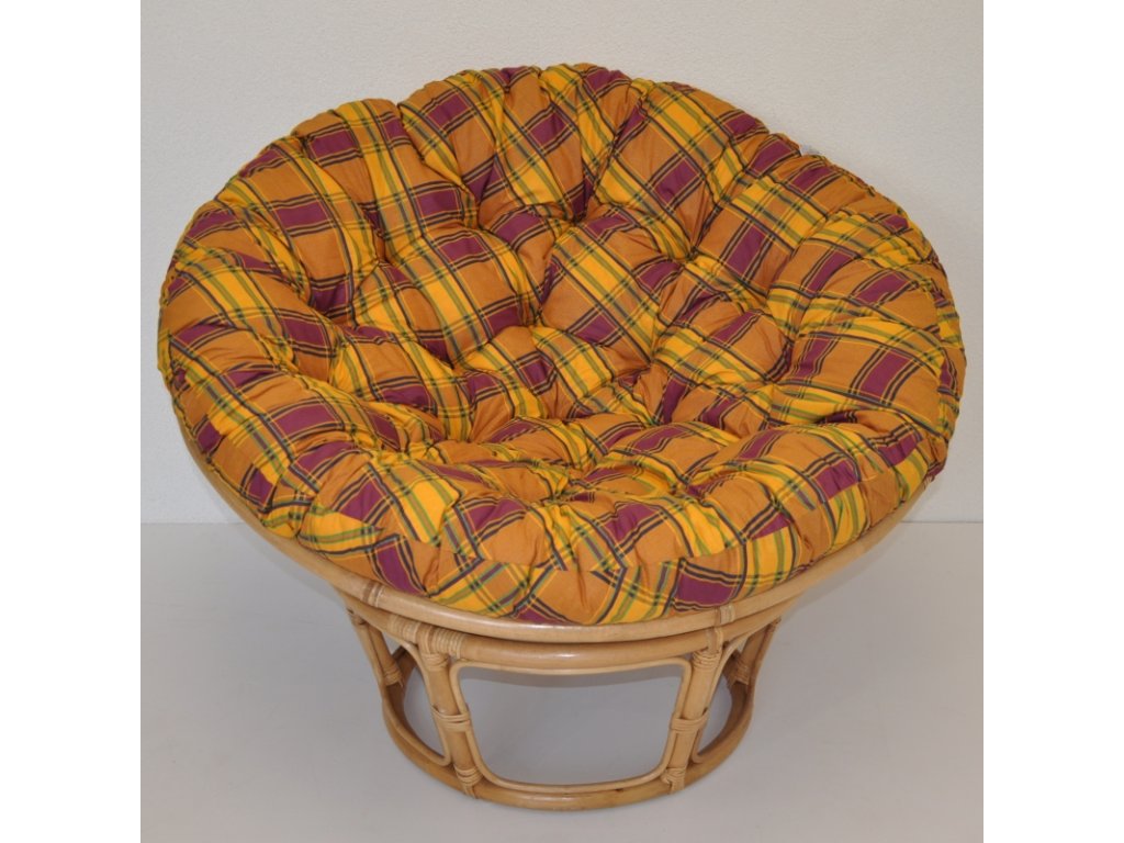 152946 ratanovy papasan 115 cm medovy polstr okrova kostka