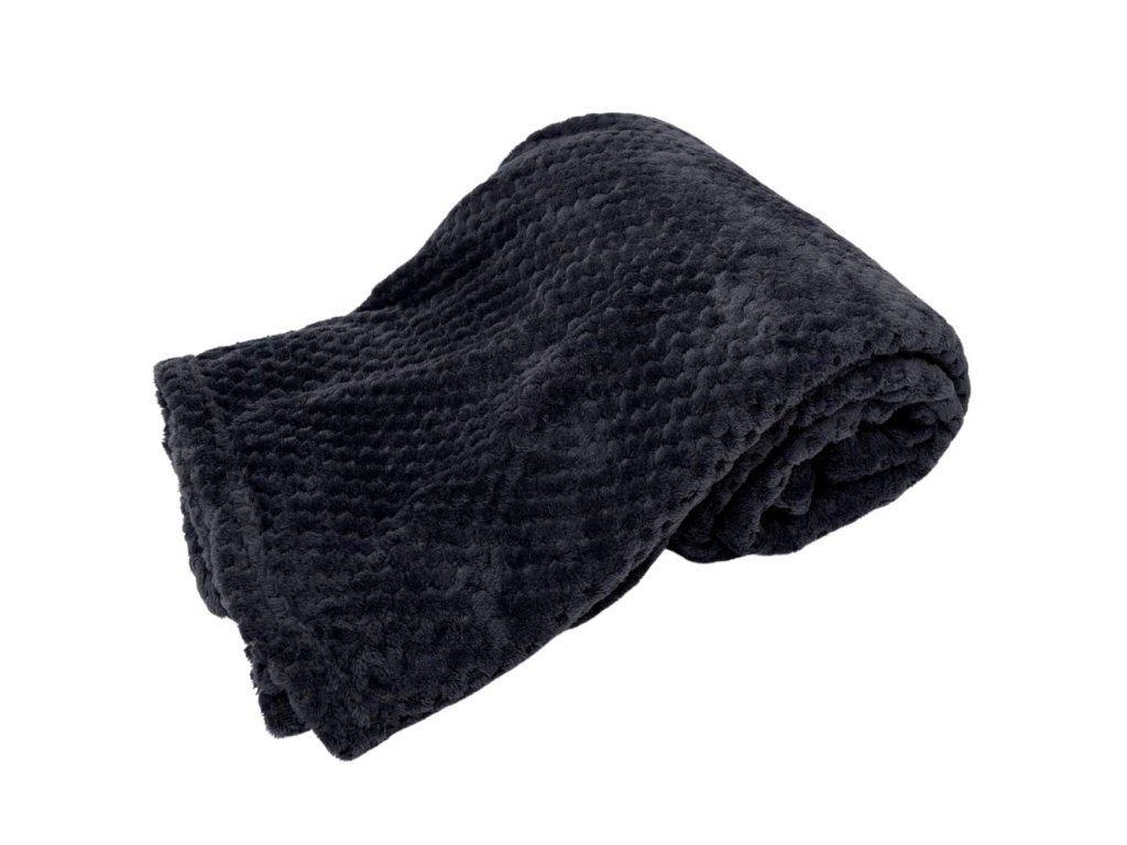 158438 mikroflanelova deka tmave seda s texturou