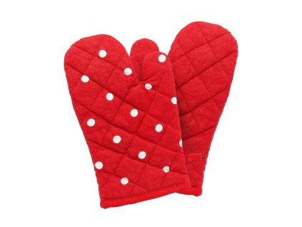 30659 2 kuchynska chnapka cervena s bilymi puntiky