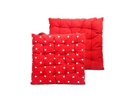 81594 1 podsedak prosivany 40 40 cm cerveny s bilymi puntiky
