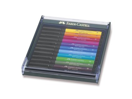 117660 popisovace faber castell pitt artist pen brush 12 ks zakladni barvy