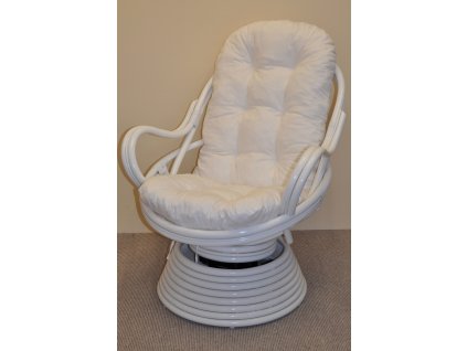 79845 ratanove houpaci kreslo swivel bile polstr bily
