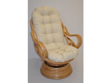 81645 ratanove houpaci kreslo swivel medove polstr bezovy melir