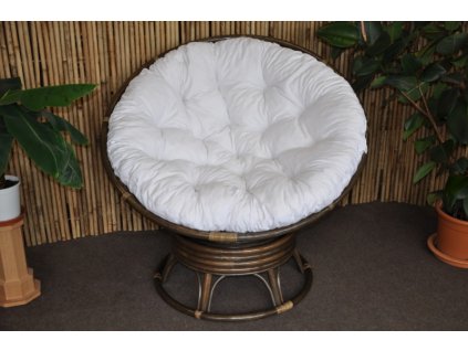 80502 ratanovy papasan houpaci hnedy polstr bily