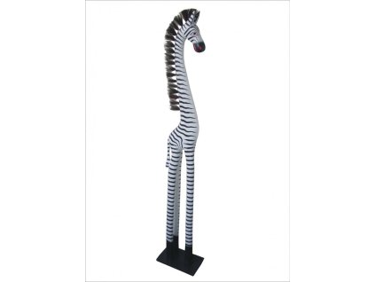 81045 drevena zebra stojici bila 150 cm