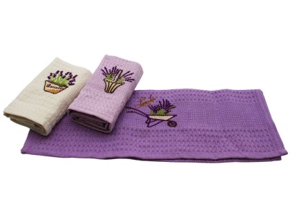 142434 kuchynske uterky 40x40cm darkove baleni 3ks levandule