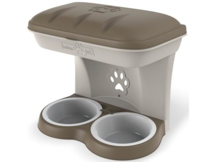 142893 6 bama dvojita miska pro psy stand maxi hneda
