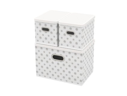 143724 ulozny box s vikem sada 3 ks bila kyticky
