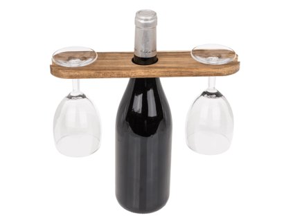 144644 dreveny drzak na sklednice a lahev od vina