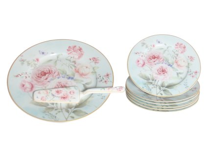 145664 home elements dortovy set dortovy talir 6 x talir dortova lzice ruze